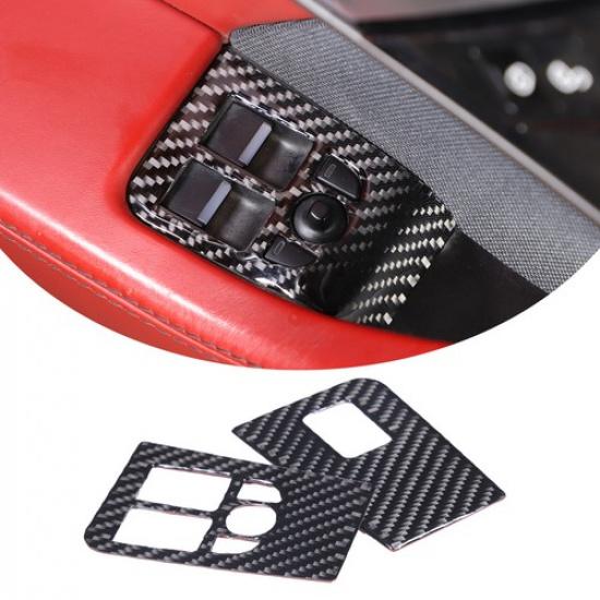 Carbon Fiber Window Lift Switch Button Decor Sticker For Jaguar F-TYPE 2013-22