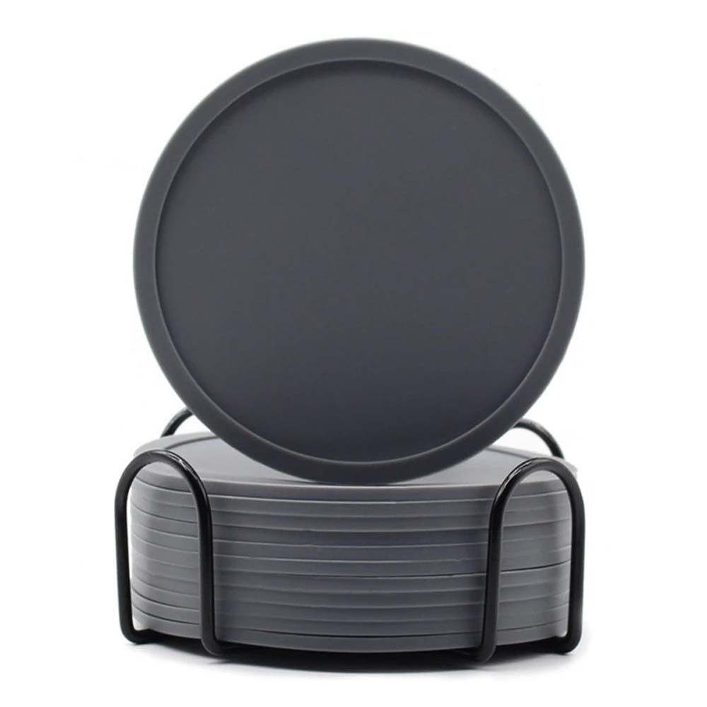 12pcs Round Silicone Coasters with a Diameter of 10cm, Simple Reusable Coasters, Suitable for Party Table Decoration