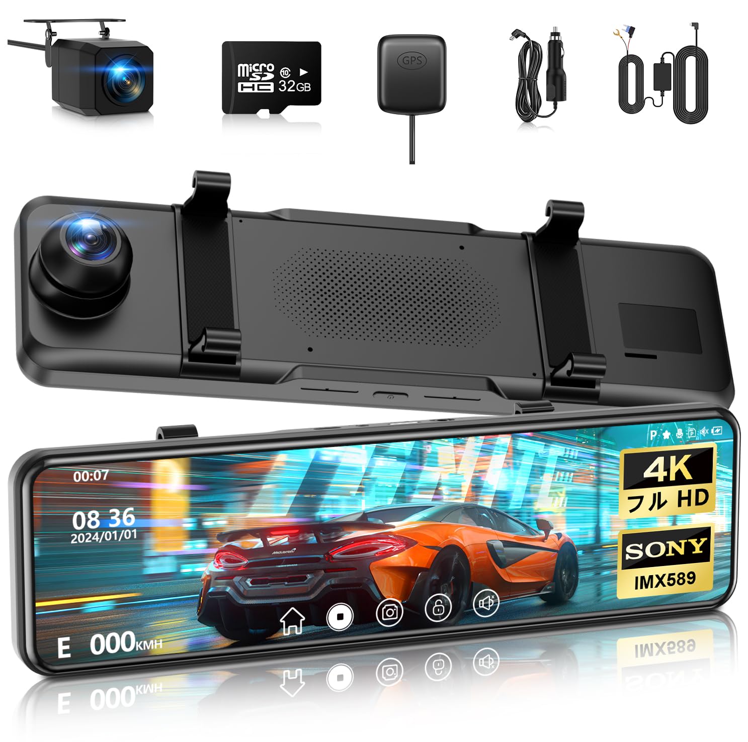 

Видеорегистратор 4K HD Разрешение с Выдвижной Камерой с Передним и Задним Углом Цифровой Салонный IPS Большой IMX589 Ультра Ночь Супер Ночь Задний Ход Парковка чёрный