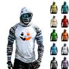 Men's Raglan Color Block Hooded Long Sleeve Sun Shirt, Halloween Print (Glasses Not Included)