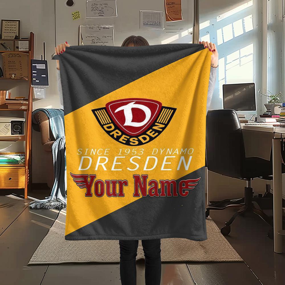 1 Stück Dynamo Dresden Benutzerdefinierter Name Gemustert Flanell Decke Geeignet Für Alle Jahreszeiten Für Heimdekoration Wärme Und Komfort Geschenke Feiertagsgeschenk