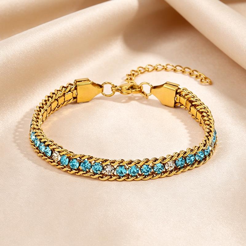 Women's Titanium Steel Multi-color Zircon Bracelet - Luxurious, Versatile, and Fade-resistant