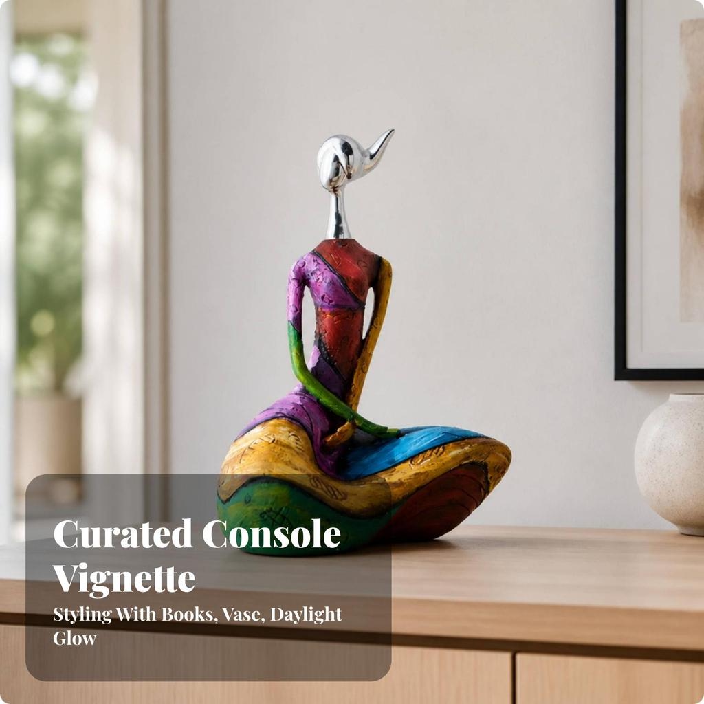 Meditation Figurine Artistic Female Multicolored for Shelf