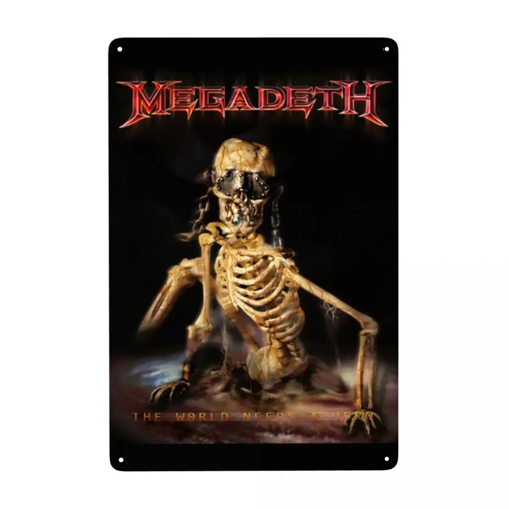 Megadeths Skull Metal Tin Sign Custom Retro Heavy Metal Band Plaque for Pub Cafe Yard Man Cave Bar Home Decor