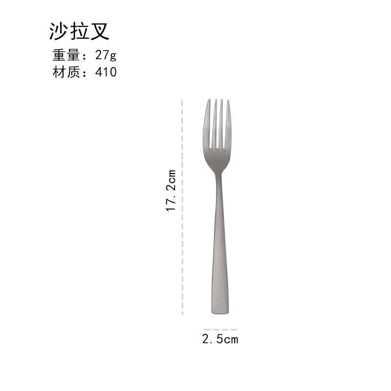 Stainless Steel Knife, Fork, Spoon, Titanium Purified Square Handle, Household Western Tableware, Steak Knife and Fork, Teaspoon Salad Fork Five-piece