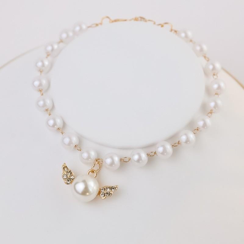 Pet Collar Cats Dogs Bell Pearl Necklace Star Snowflake Rhinestone Charm Small Medium Large Pets