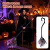 Witch Broomstick Prop with Mesh Netting and Curved Handle for Costume Party