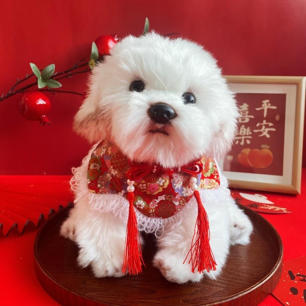 New With Tassel Cat Cloak Costume Festive Design Red Color Pet Cape Elegant Chinese-Style Pet Neckwear New Year