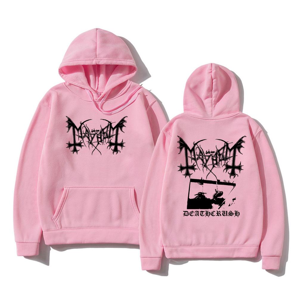 Mayhem Deathcrush Album Graphic Hoodie Men Women Casual Hip Hop Vintage Pullover Men's Double Sided Printed Comfortable Hoodies