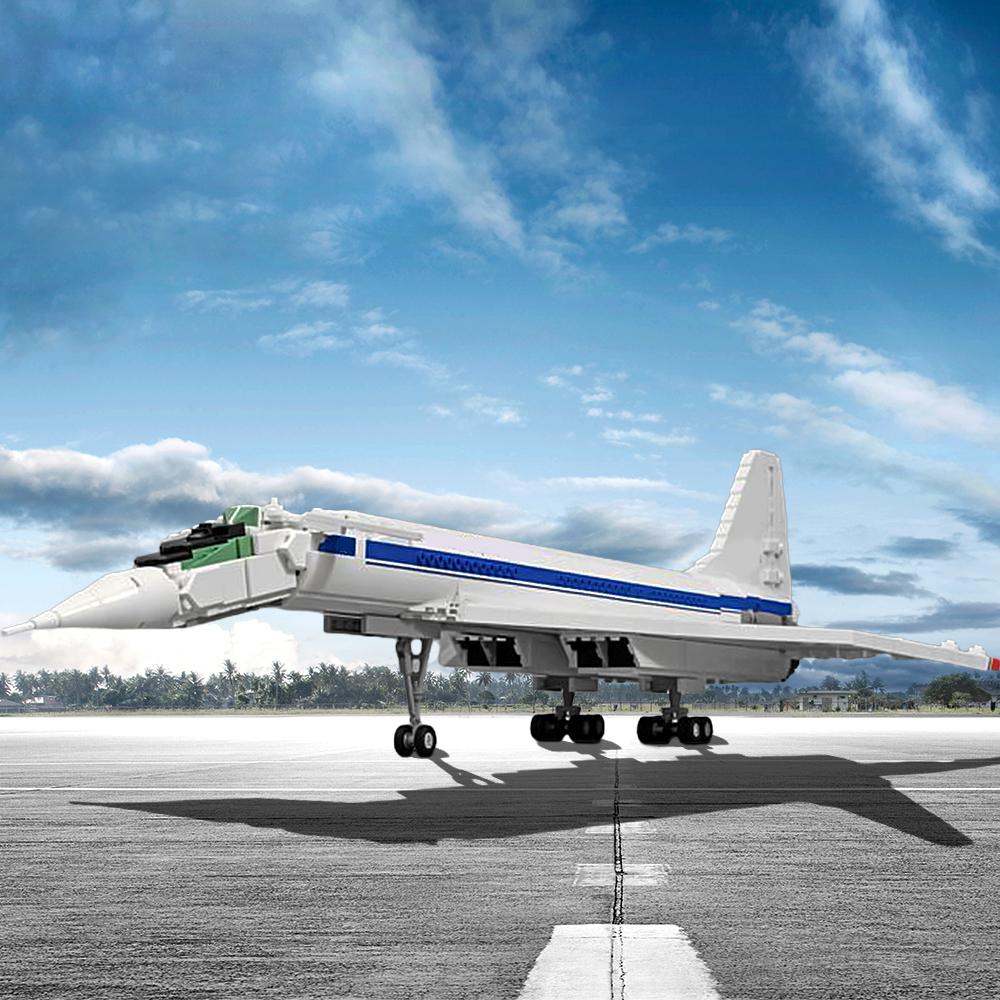MOC Tupolev Tu-144D Concorde Aircraft Bricks Model Supersonic Civil Aviation Aircraft Building Blocks Assembly Toys Kids Gifts