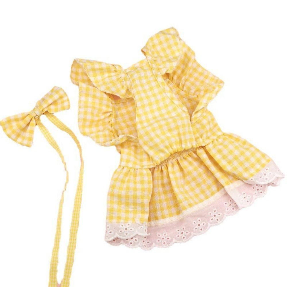 British Style Plaid Lace Dog Skirt Soft Puppy Fairy Skirt Pet Costume  for Small and Medium Pet