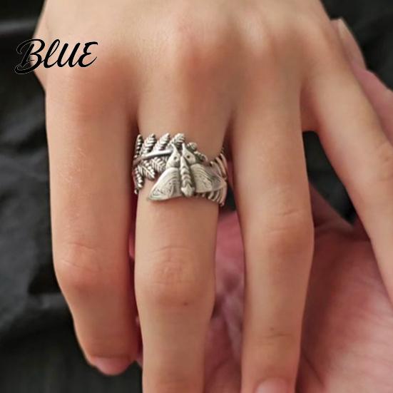 Fully Adjustable Ring Moth And Fern Handmade Vintage Insect Animal