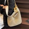 Lässige Urlaubs-Stroh-Webtasche Leichte Einfarbige Schulter Damenhandtasche Große Kapazität Stroh-Webtasche