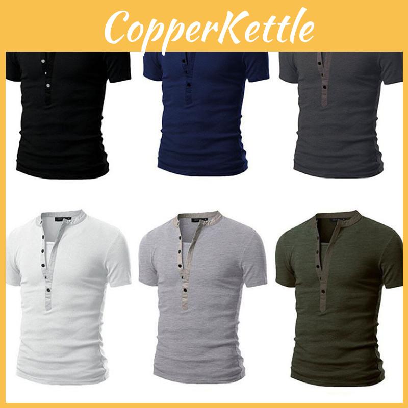 Fashion Men's Slim Fit V Neck T-shirt Muscle Tee Casual Tops Short Sleeve Blouse In Stylish Solid Colors