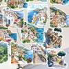18pcs  Anime Watercolor Greek island scenery Paper Stickers,  for Luggage, Notebook, Diary, Album Decoration, DIY stationery