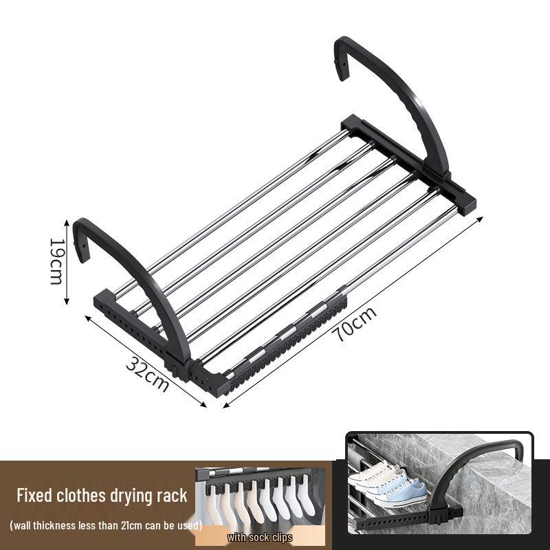Telescopic Punch-Free Clothes & Shoe Drying Rack for Window Railings and Balcony