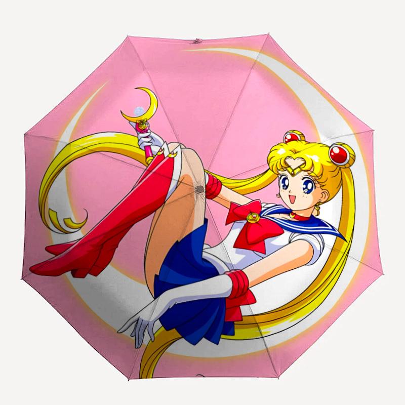 

1pc Sailor Moon Automatic Open/Close Folding Umbrella, Windproof 8 Rib Construction, Lightweight Travel Umbrella for Women/Men,a0902071