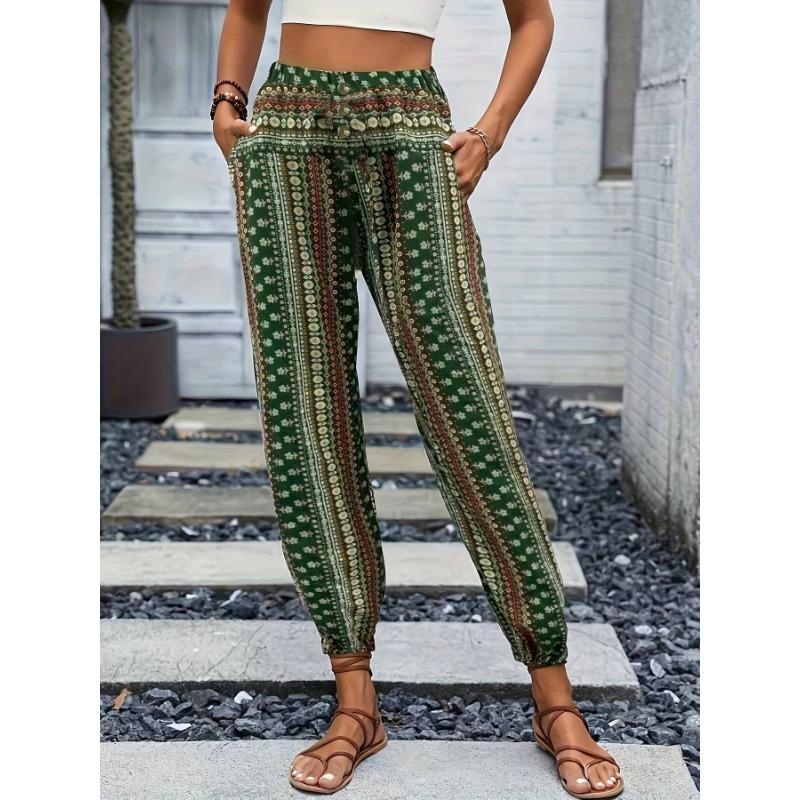 Spring and Summer Women's Wear Loose and Slimming Printed Casual Pants with A Drape and A Stretchable Waist
