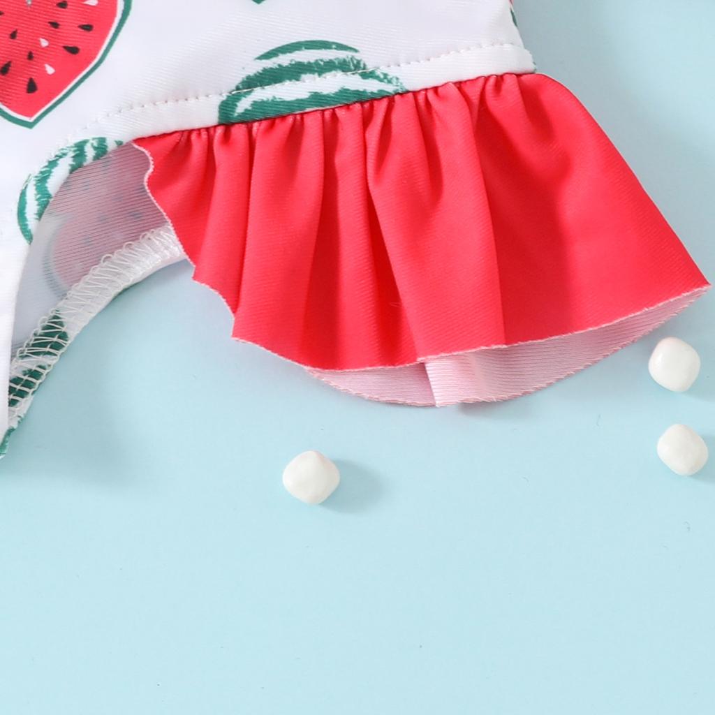 Baby Girl Swimsuit Long Sleeve One Piece Swimsuit + Hat Zip Up Ruched Lace Design Baby Girl 6M-3Y One Piece Swimsuit