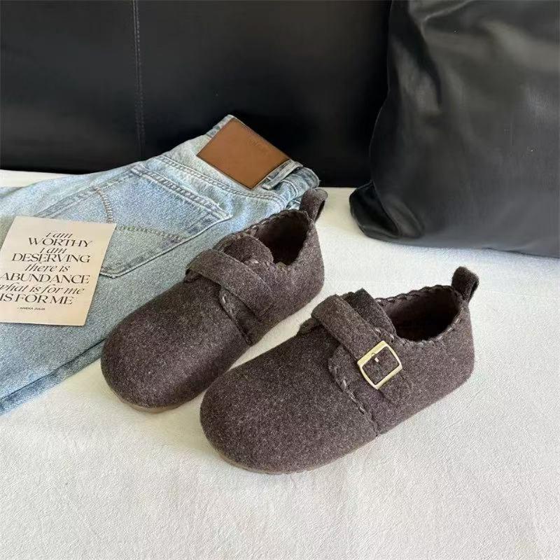 

Зимние новые ретро повседневные бархатные теплые женские туфли на плоской подошве с круглым носком, универсальные, на одной педали 40 кофейный