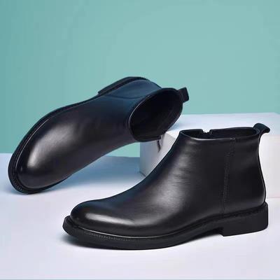 Herrenstiefel Hochwertige Lederstiefel Plüsch Warme Winterstiefel für Herren Seitlicher Reißverschluss Stiefelette Business Casual Stiefel Botas2024