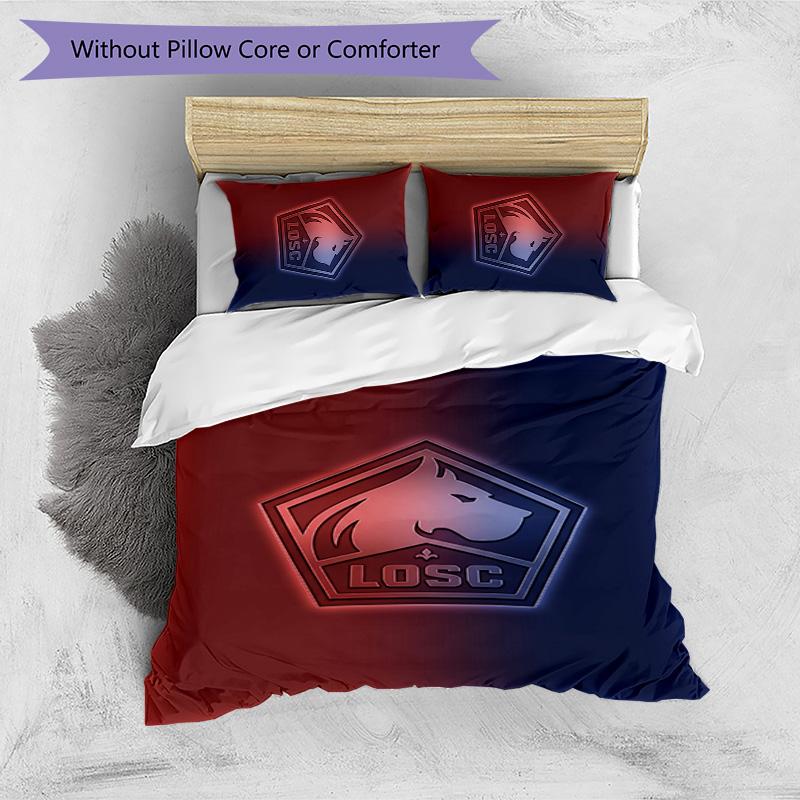 LOSC Lille FC Printed 3PCS Bedding Set Breathable Duvet Cover with Pillowcases Decorative Bed Linen for Bedroom Home