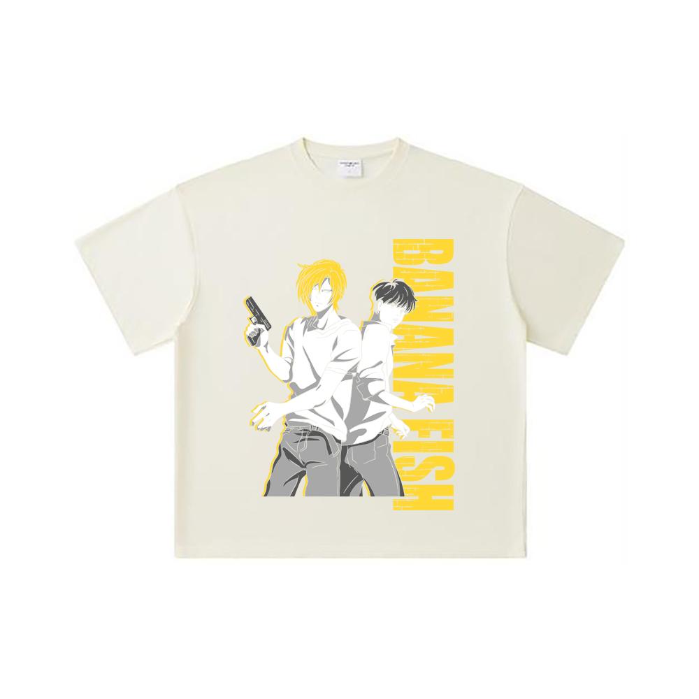 260 GSM Double Yarn 32 Count 100% Cotton Banana Fish V1 Print Unisex Heavy Cotton T Shirt
