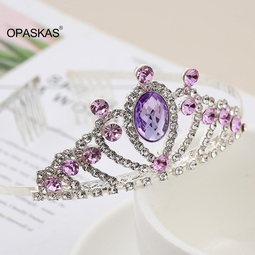 Girls Crowns Hairbands For Kids Children Performance Tiaras With Comb Rhinestone Alloy Cute Birthday Headpiece Baby Hair Jewelry