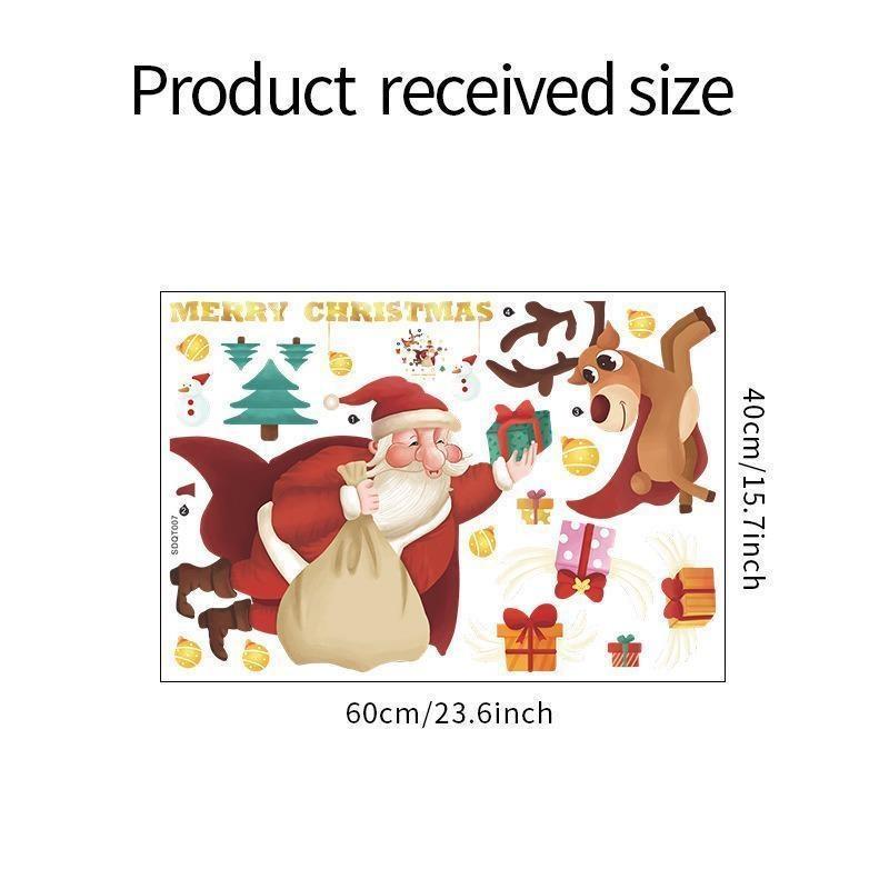 Cartoon Santa Claus Gift Wall Sticker Christmas Glass Windows Room Decor Decals Bedroom Home Decoration New Year Removable Mural