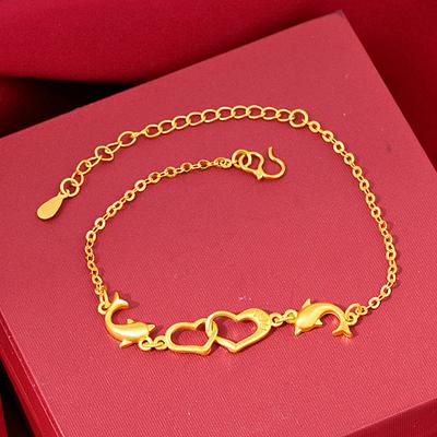 Full Heart Ladies Gold Plated Bracelet Sand Gold Love Watch Chain Imitation Gold Heart Bracelet