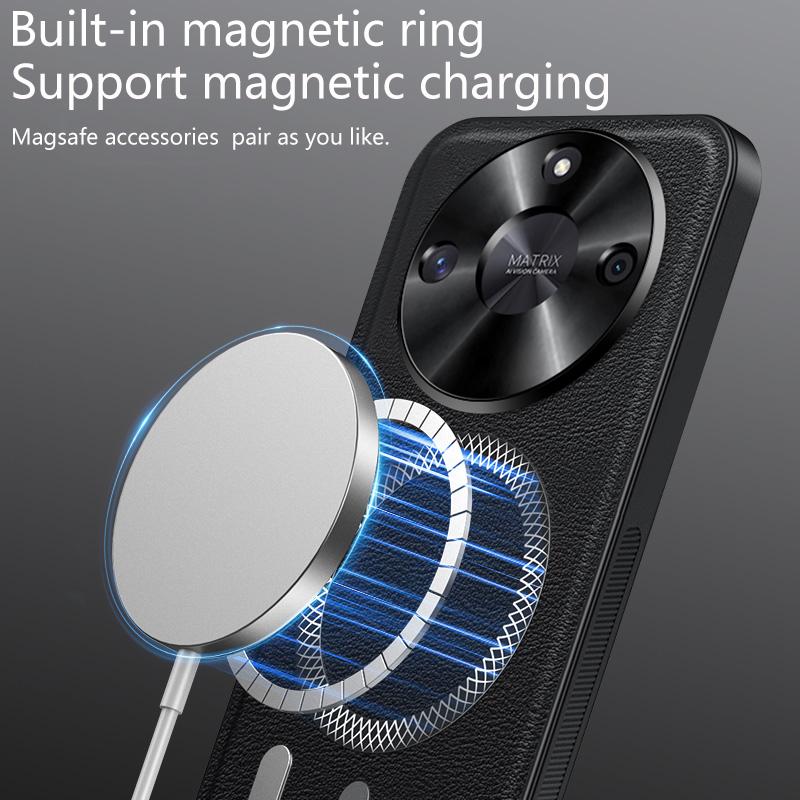 Für Honor X50 und Honor X50 GT Hülle Magnetisch Elegant Leder Verschleißfest Objektiv Vollständig Abgedeckt Rutschfester Griff Kantenschutzschale