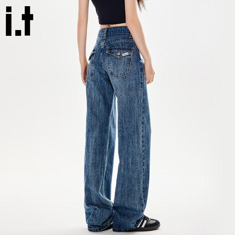 :CHOCOOLATEit Women s Retro Washed Wide-Leg Denim Jeans L