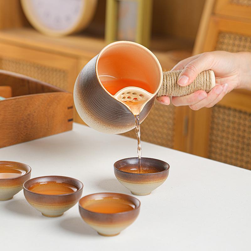 Fire-friendly Ceramic Tea Pot Set: Heat-resistant, perfect for roasting tea, boiling milk, and open flame cooking.