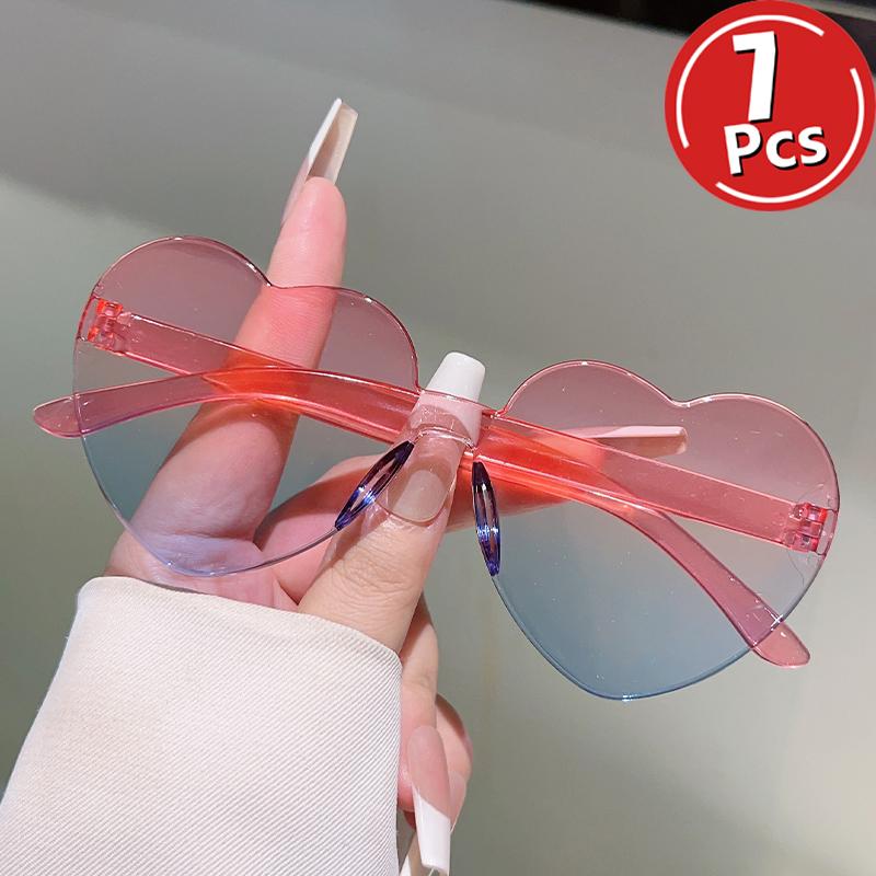 1/7 Pcs Rimless Heart Shaped Kids Sunglasses New Gradient Multi-color Children Sun Glasses Ins Stylish Design Cute Decor Shades