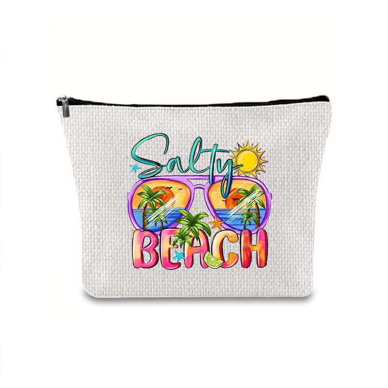 Large Capacity Linen Makeup Bag: Cross-Border Printed Cosmetic Storage with Zipper