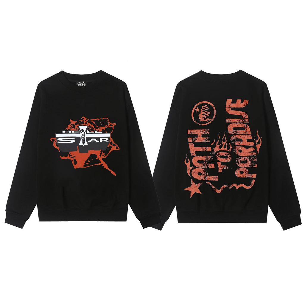Hellstar American Streetwear Unisex Terry Sweatshirt: Trendy, Printed, and Loose Fit