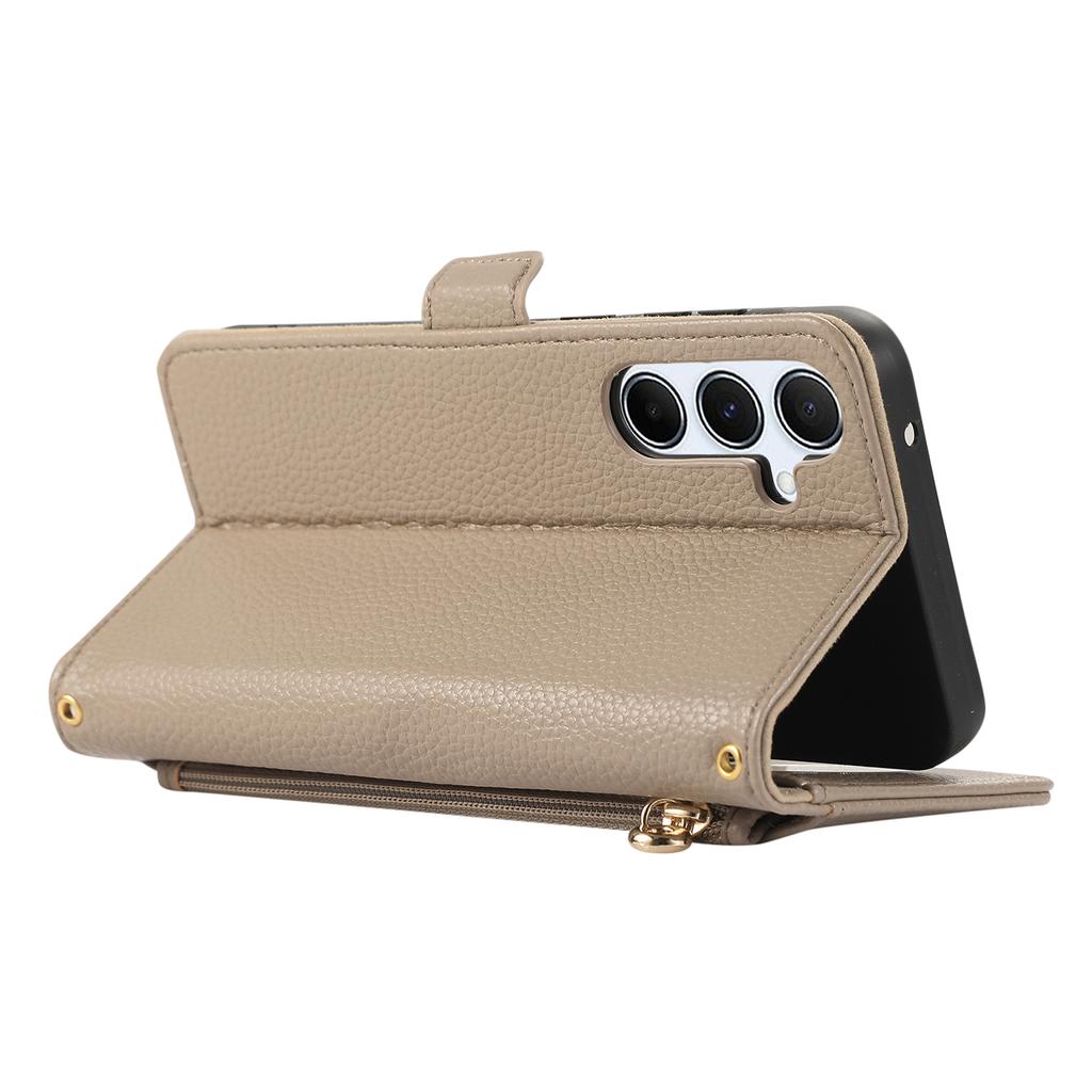 For Samsung Galaxy A35 5G Wallet Phone Case Shockproof TPU+PU Leather Flip Cover with Mirror,Strap