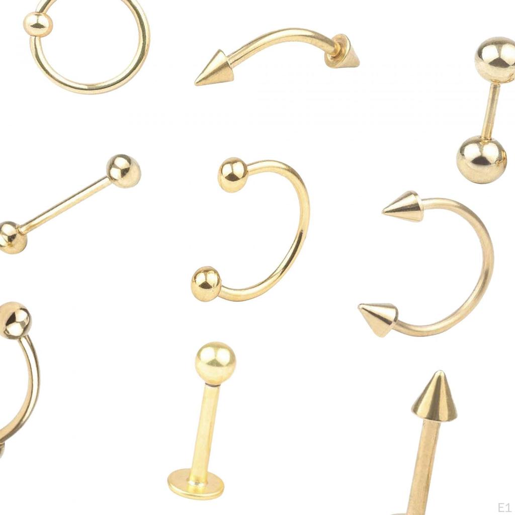 9 Pieces Belly Button Rings Dangle, Dangle with Long Bar Navel Piercing Body