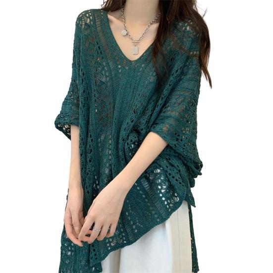 

Платье-накидка с V-образным вырезом, коротким рукавом, дышащее, свободного кроя, летние топы зелёный