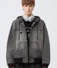 Trillion Vintage Washed Denim Work Zip-Up Hoodie_Light Gray