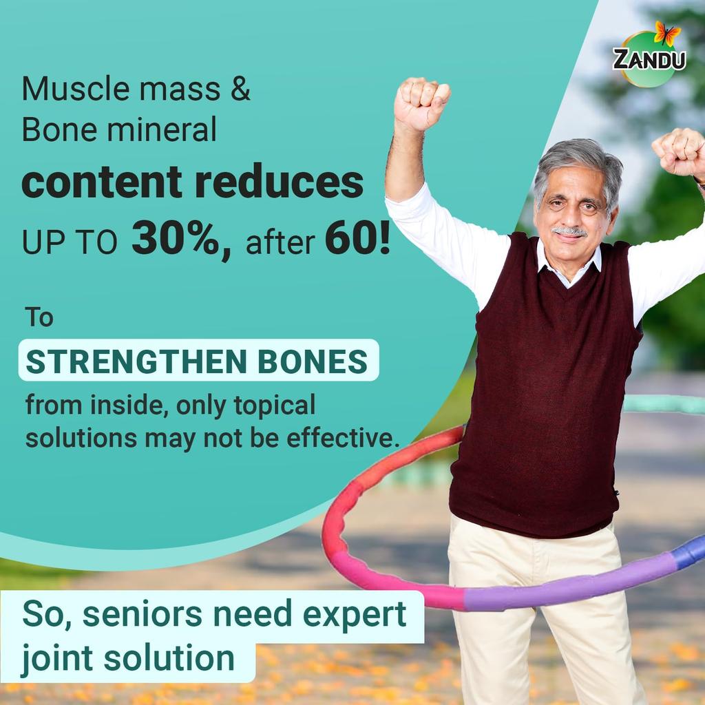 Zandu Seniorz BoneStrength Tablet 60 Tablets for Seniors with Natural Calcium & Vitamin D3 for Strong Bones