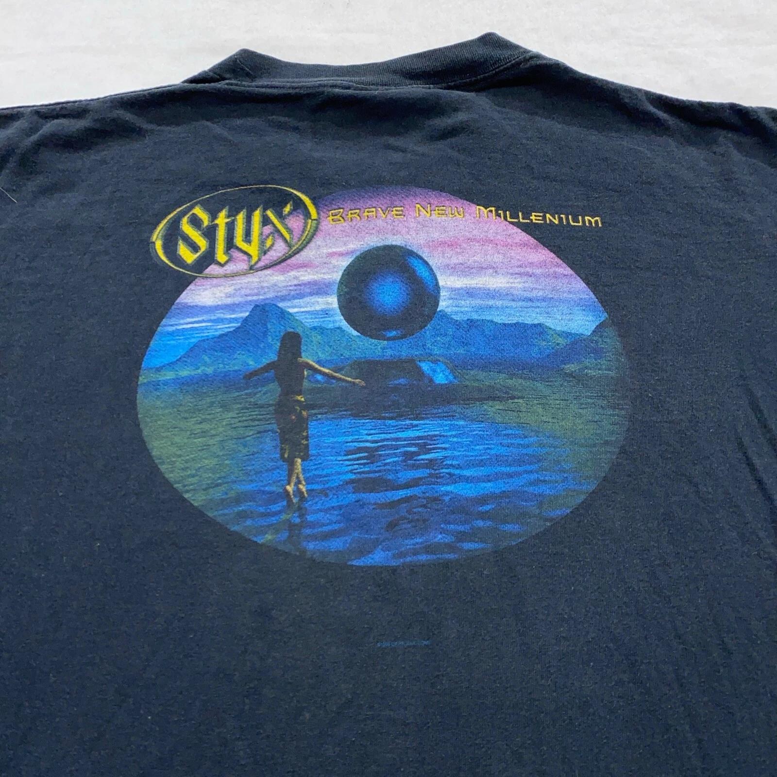 

vintage 90s STYX BRAVE NEW MILLENNIUM CONCERT T-Shirt XL soft rock tour M