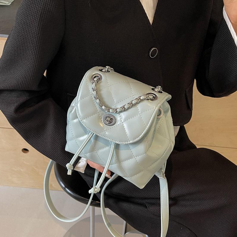 Petit Sac à Dos Coréen Décontracté à Chaîne Maille Diamant, Nouveau Sac Bandoulière Croisée Monochambre Élégant, Tendance Sac de Voyage