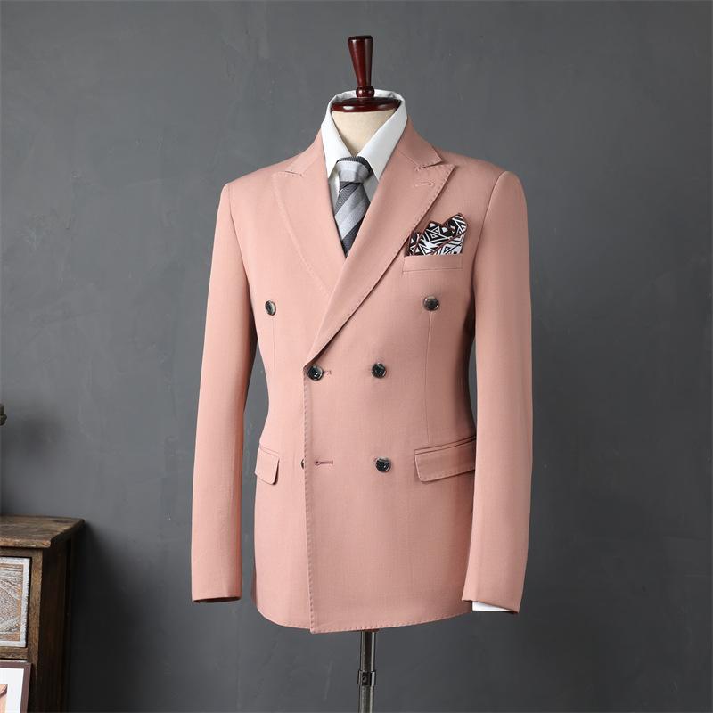 Men Suits Blazer Casual Business Wedding Coat Best Man Suit Slim Fit Peak Lapel Jacket Double Breasted Coat