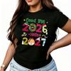 2026 Hello 2027 Christmas New Year Graphic Women's T-Shirt 100% Cotton Funny Graphic Short Sleeve Tee Novelty Shirt Casual Crew Neck Top S-5Xl