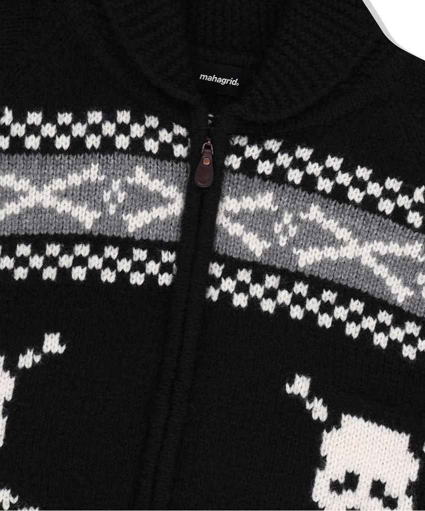 Mahagrid Skull Cowichan Knit Sweater Black(Mg2Efmk690A)