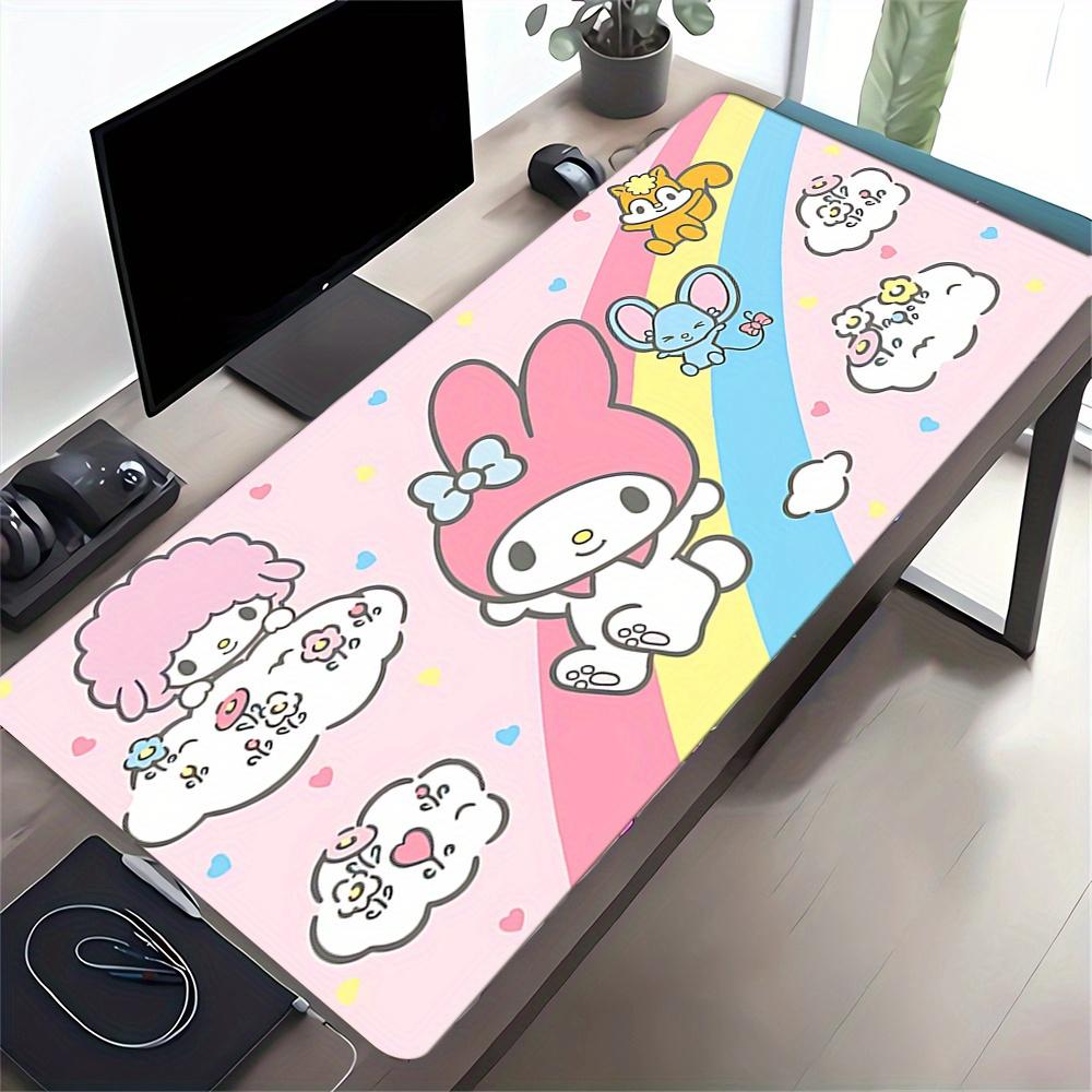 My Melody, Rainbow Themed XXL Mouse Pad - Non-slip Rubber Desk Mat for Gaming and Office Use, Multi-Function Keyboard  0826068a