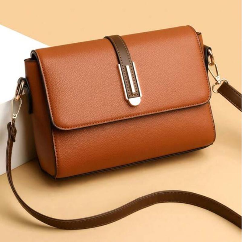 Women's Stylish Bag Soft Leather Crossbody Shoulder Bag Solid Color Premium Women's Messenger Shoulder Bag