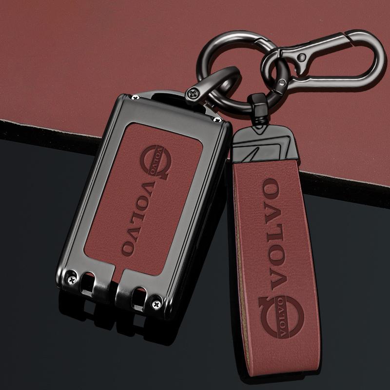 For Volvo XC40 XC60 S90 XC90 V90 T5 T6 T8 Polestar 1 2 C30 2019 2020 Leather Car Key Case Cover Shell Fob Keychain Accessories