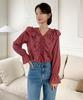 Ppaeppae V-Neck Frill Flower Blouse